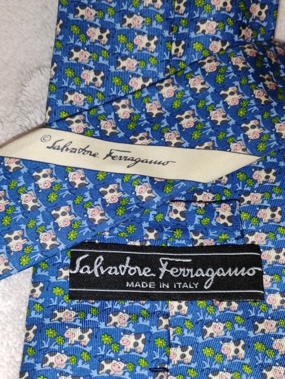 Salvatore Ferragamo Kids Blue Cow Print Bottoms